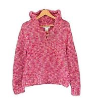 S2 Vintage Absolutely Creative Worldwide Pink Hand Knitted Hoodie Sweater Size M