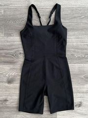 YPB sculptLUX Square Neck Onesie Onyx Black Size XS One Piece Activewear 7" Ins.