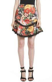 EUC Alice + Olivia Eriko Lace-Trim Floral Skirt Size 6