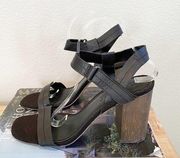 Splendid Block Heel Black Leather sandal heels 10
