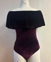 Lavender field Burgundy Velevet Off the Shoulder Bodysuit