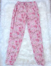 Charlotte Russe Pink and Blue Donut and Coffee Pajama Joggers