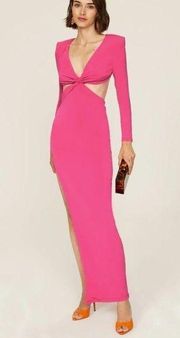 Rent the runway sz small Nookie pink jewel long sleeve cutout twist front dress