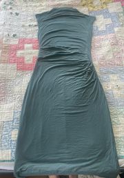 Army Green Cinched Midi Dress