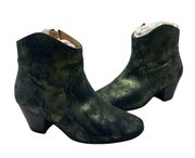 $690 Isabel Marant Green Metallic Dicker Western Ankle Booties Boots Size 35