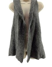 Eileen Fisher Alpaca Silk Blend Hooded Sleeveless Vest Cardigan Grey Small