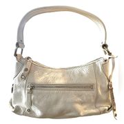 Cole Hahn Hand-Bag Pebble Leather White/Winter White Bag w/Silver Hardware