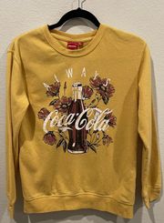 COCA COLA Graphic Floral Yellow Sweatshirt