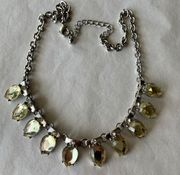 Gold Dangle Stone Silver Choker Necklace