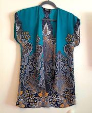 Papermoon Teal Kimono Open Front Lightweight Cardigan ~ Women’s Size XS