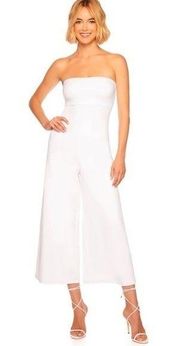 New w/ Flaw Susana Monaco Strapless Cropped Wide Leg Jumpsuit Sugar White Small