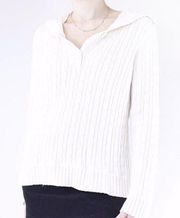 Bella Swan White Henley Collared Cable Sweater