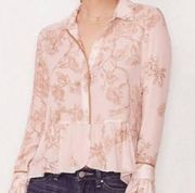 LC Lauren Conrad floral high low babydoll button-down size large