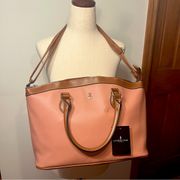 NWT London Fog Cameo Pink & Brown Tote or Shoulder Bag