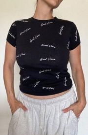 Good Vibes T Shirt Sustainable Cotton Stretch Baby Tee Oversized XXS