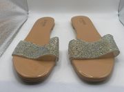 NWB   women's clear summer sandals with embellished design size 7