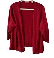 KATE HILL RED 3/4 SLEEVE BUTTON UP SWEATER SIZE 2X