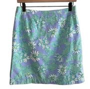 Lilly Pulitzer Vintage 90s  Blue Green Happy Lobsters Daisies Mini Skirt Sz 2