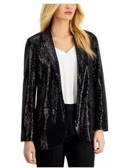 NWT T TAHARI Women's Sequined Open-Front Blazer