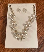 Jaclyn Smith diamond look goldtone necklace and earrings coordinating set New OS