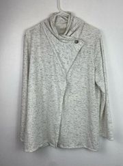 Dana Buchman Cardigan Sweater Women XL Draped Open Front Shawl Neck Heather Gray