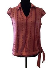 Oh Baby by Motherhood Mauve Embroidered Top with Cap Sleeves
