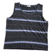 Tahari Tank Top Womens 16 Petite Black Blue Stripe Round Neck Arthur S Levine