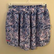 NWT Simply Southern Women's Ruffle Micro Mini Skirt Leaf Print Blue White Medium