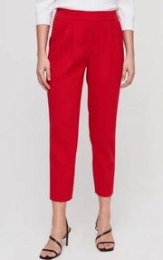 Babaton Cohen Pants Pull-On Cropped Slim Fit Trousers in Fiery Red Crepe Size 8