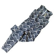 NWT J.Crew Linen-cotton V-neck Jumpsuit in Navy Blue Zigzag Print Jumper 2 $158