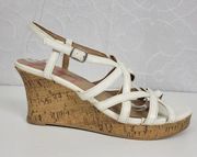 Jellypop Womens Sandals Size 7.5 White Poppins Strappy Wedge Platform Cork