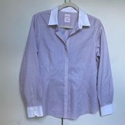 Brooks Brothers Women's Pink Striped Button Down Shirt 8