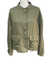 𝅺NICOLE Miller Linen Lyocell Jacket Womens XL Oliver Green Boho