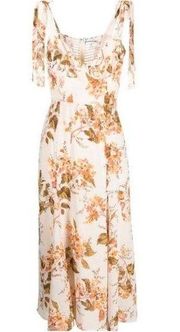 Reformation Floral Sleeveless Smocked Bow Tie Strap Nadira Bella Midi Dress 8