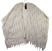 Lane Bryant Women's One Size Striped Cream Open Front Cardigan Fringe Hem NWT