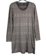 KAVU Women's Blake Long Sleeve Knit Dress Fair Isle Tribal Aztec Geometric