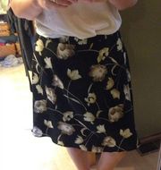 A Line Black Floral Skirt