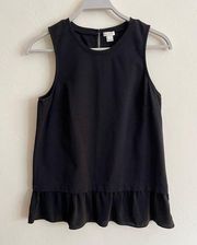 J.Crew Peplum Black Sleeveless Tank with Ruffle Hem Size: Small