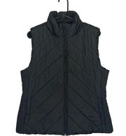 NY & Co Black Quilted Mock Neck Puffer Full Zip Sleeveless Vest Women Sz L