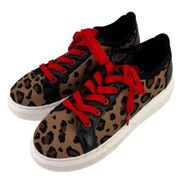 Forever 21 Womens Decent Leopard Print Red Lace Sneakers Size 8