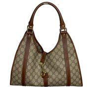 GUCCI Supreme GG Logo Joy Purse Medium Tote Tan Brown Coated Canvas