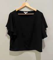 Black Flutter Sleeve Top