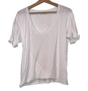 NATION LTD v- neck white pima cotton t shirt size S NWOT
