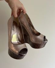 Shiny Y2K Platform Heels