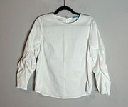 J. McLaughlin white poplin texture sleeved blouse