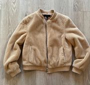 Tan Sherpa Bomber Jacket