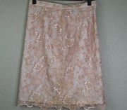 Saks Fifth Avenue Folio Womens Floral Lace Skirt Size 8 Coral Pink Knee Length