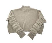 HYFVE Tan Gathered Sleeve Crop Sweater Size Medium