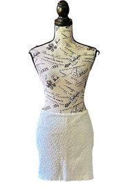 BB DAKOTA white Ivory Lace Crochet Overlay Mini Pencil Straight Skirt 2