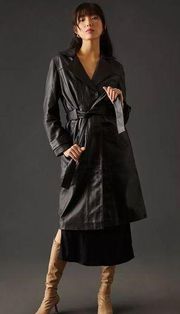 Anthropologie Deadwood Terra Recycled Leather Trench Coat Size S $613